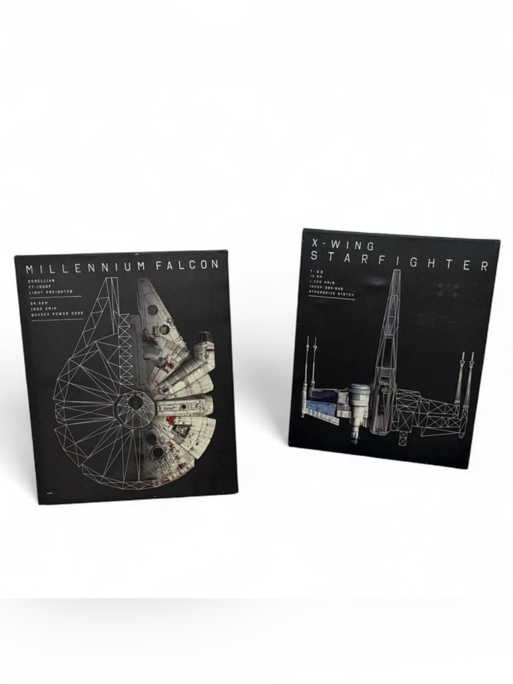 Star Wars Millennium Falcon & X-Wing Art Prints - Black